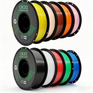 10 rolls petg 3d printer filament bundle, 1.75mm dimensional accuracy +/ 0.03mm, 1kg per spool multicolor petg filament